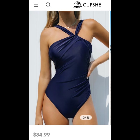 Cupshe Other - NWT One Shoulder Navy Cupshe One Piece with Tummy Control Size XL